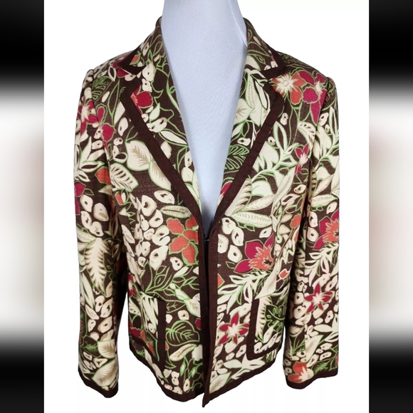 Leslie Fay Jackets & Blazers - Leslie Fay Vintage Multicolored Floral Poly Cotton Separate Blazer Size 20W